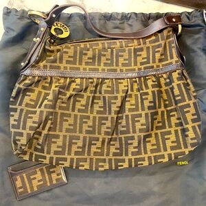 Fendi canvas tote with matching credit card holder.